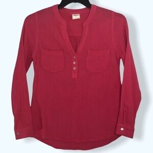 Mote Pink Textured Waffle Warm Top Sz Sm